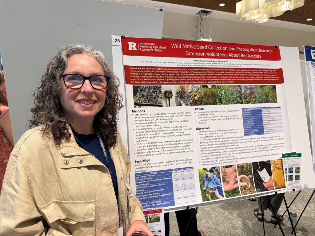 Michele Bakacs, Rutgers Cooperative Extension, with her poster on teaching biodiversity to extension volunteers.